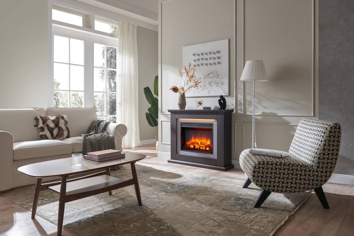 Balderia Elektrischer Kamin Charon dunkelbraun MDF B/H/T: ca. 100x84x25 cm