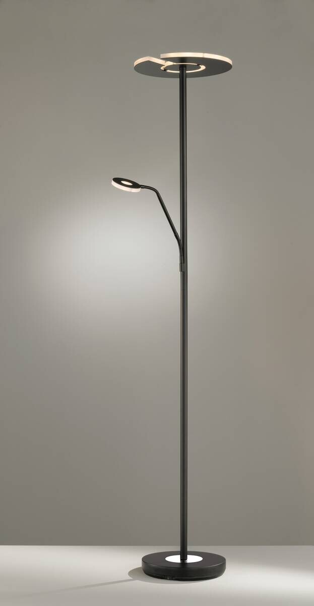 Fischer & Honsel Stehlampe 40318 Chrom schwarz Metall B/H/T: ca. 35x180x50 cm 1 Brennstellen