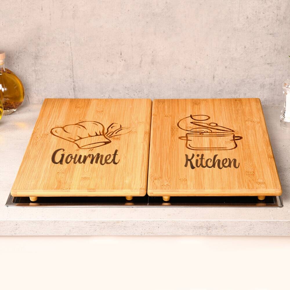 Kesper Herdabdeckplatte braun Bambus B/H/L: ca. 28x2,8x50 cm