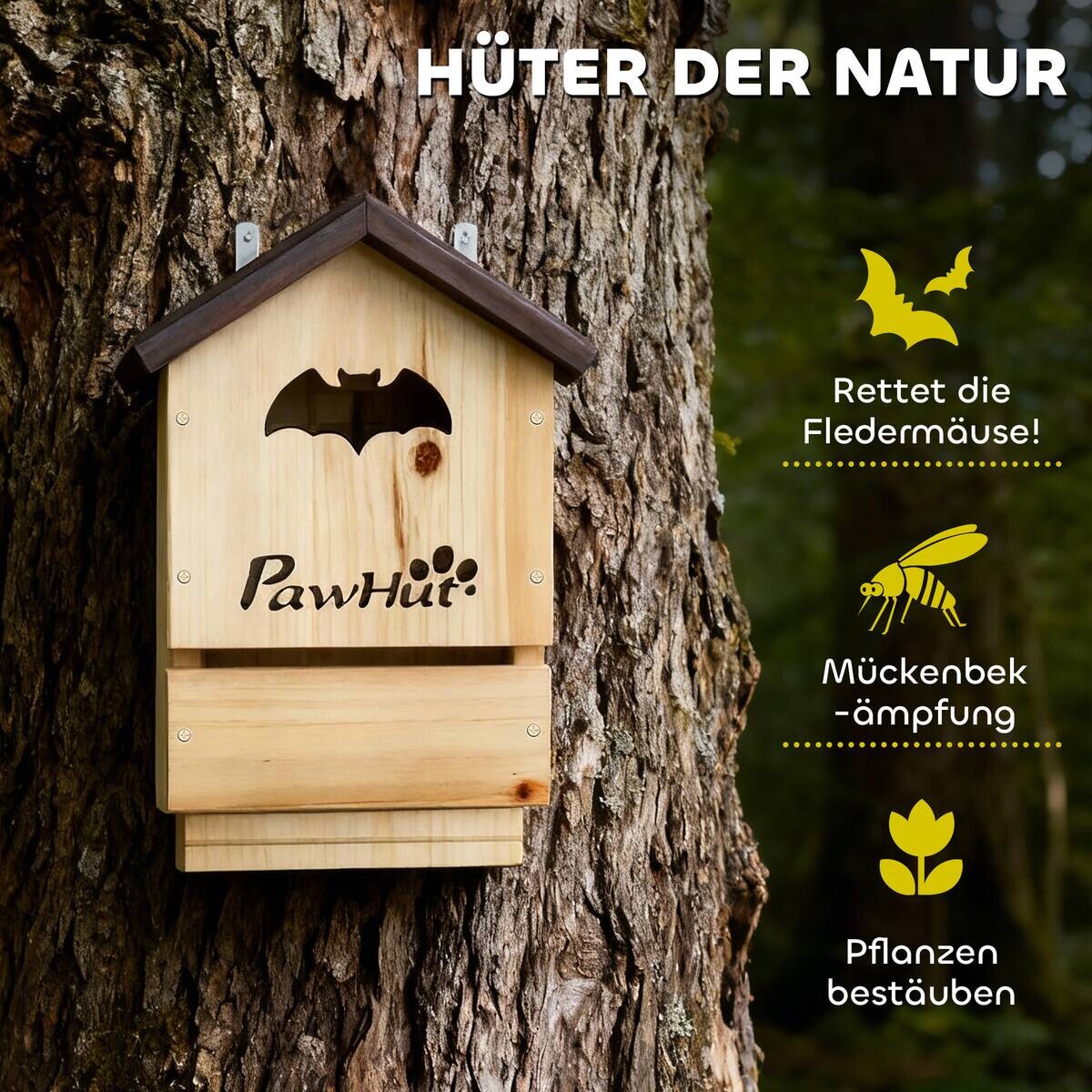 PawHut Fledermauskasten B/H/T/L: ca. 11,5x34x11,5x21,5 cm