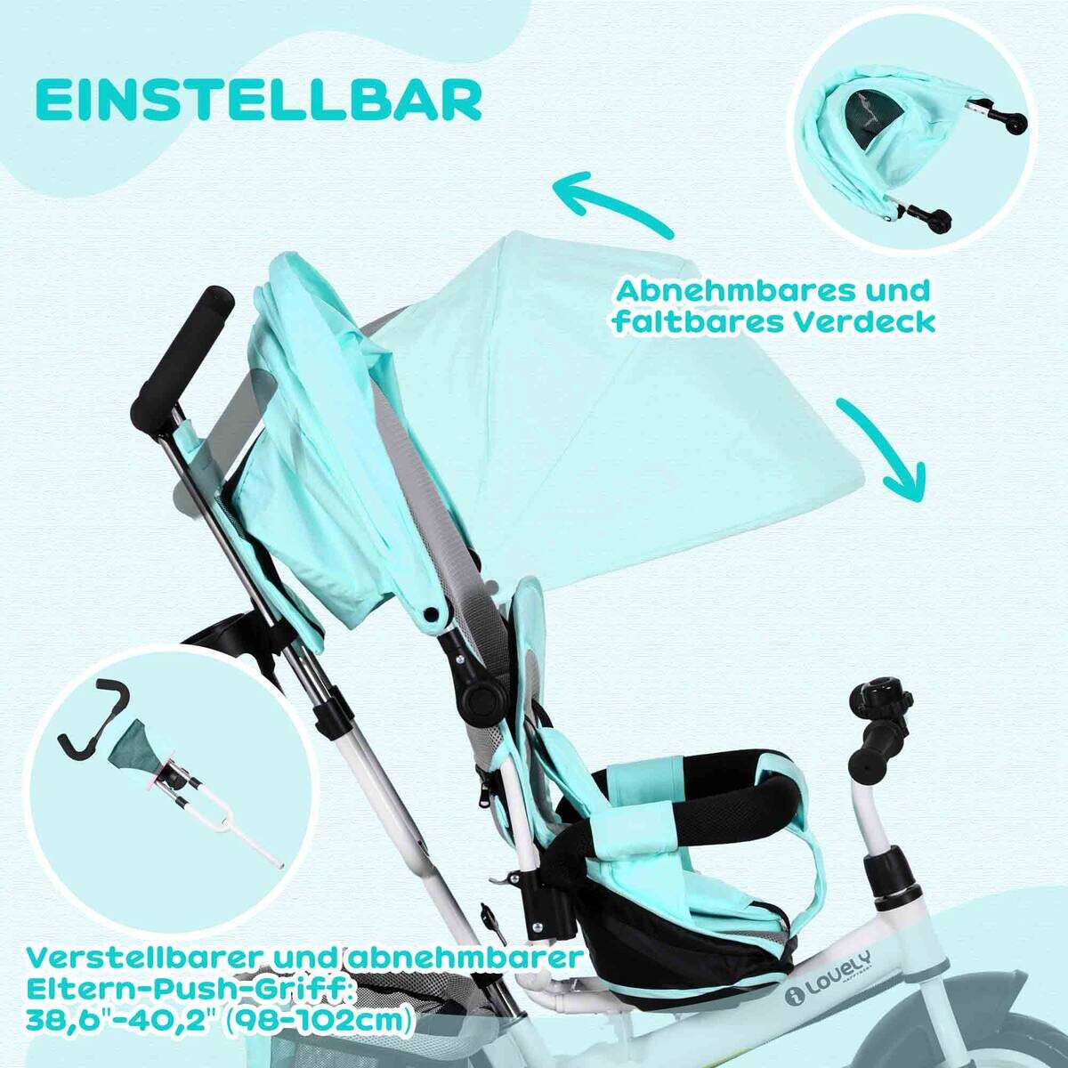 HOMCOM Kinderdreirad grün B/H/L: ca. 49x102x102 cm