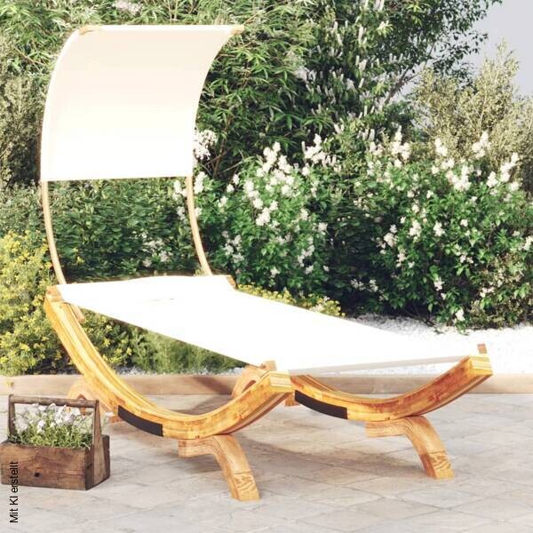 vidaXL Gartenliege creme Holz B/H/L: ca. 200x126x100 cm