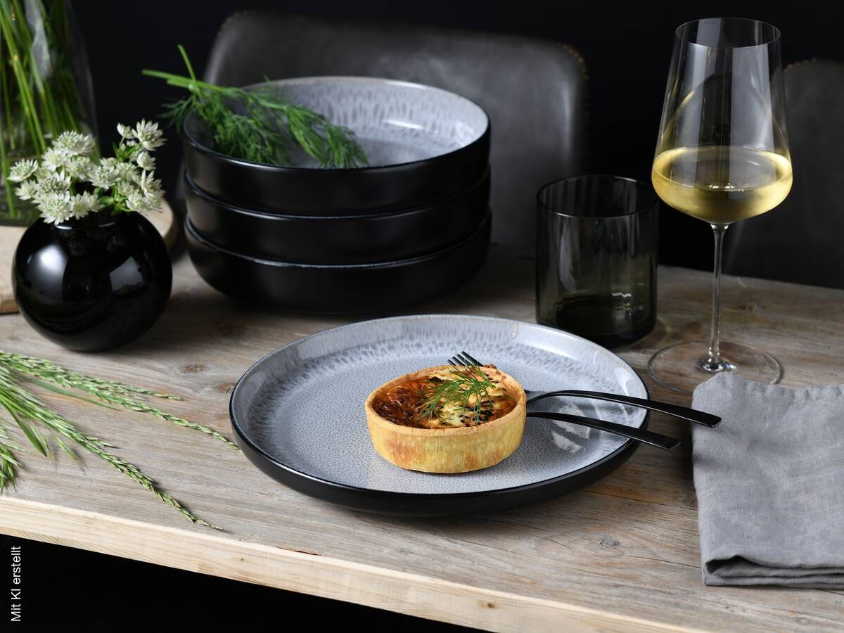 CreaTable Tafelservice Nordic Fjord grau Steinzeug 12 tlg.