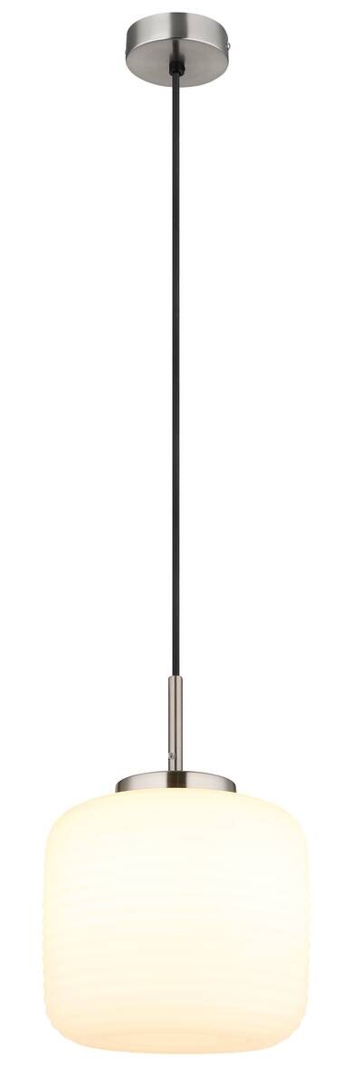 GLOBO Pendelleuchte nickel matt schwarz Opal Metall Glas H/D: ca. 130x24 cm 1 Brennstellen