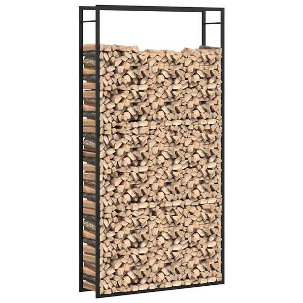 Kaminholzregal schwarz B/H/L: ca. 28x214x110 cm