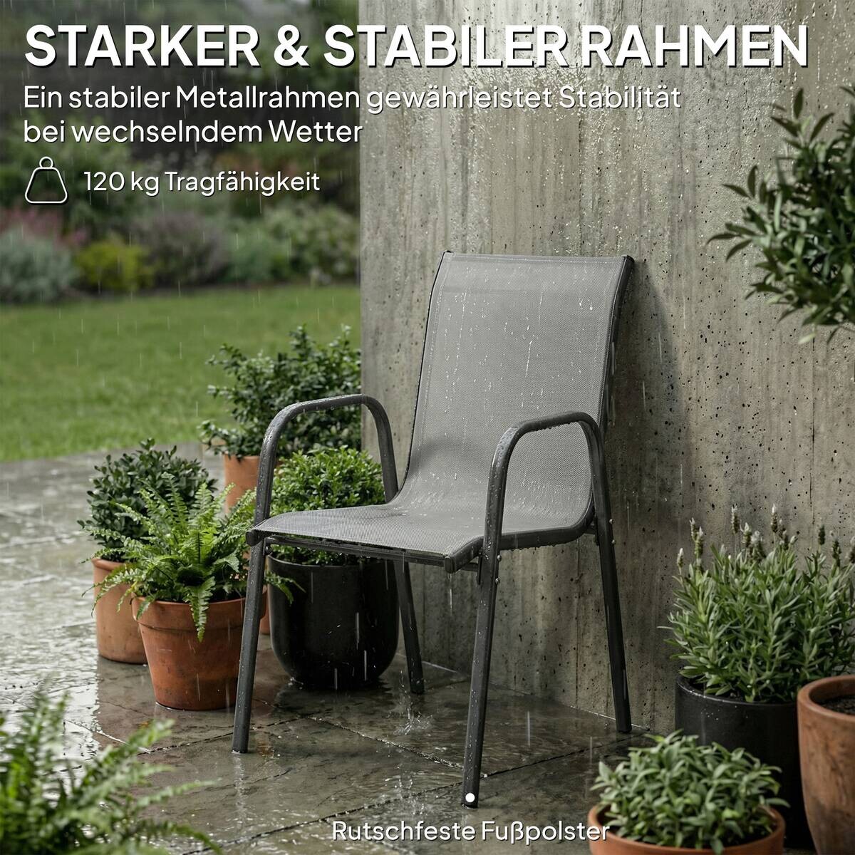 Outsunny Stapelstuhl grau Metall B/H/L: ca. 51x87x69 cm