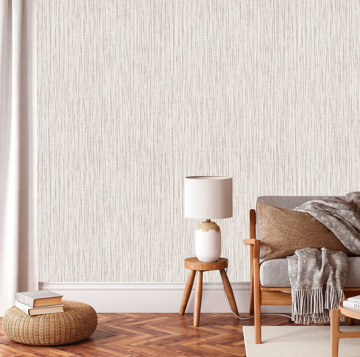 UGEPA Vliestapete Textiloptik hellbeige B/L: ca. 53x1005 cm