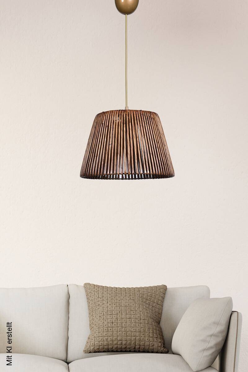 Opviq Pendelleuchte braun Holz B/H/T/L/D: ca. 30x70x30x30x30 cm E27 1 Brennstellen