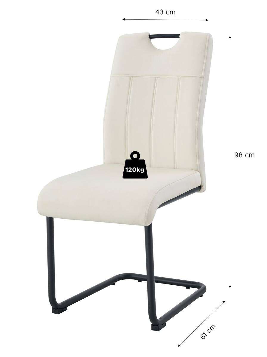 Schwingstuhl LISA, 2er Set creme Webstoff B/H/T: ca. 43x98x61 cm | creme | creme, schwarz | 43,00/98,00/61,00 cm