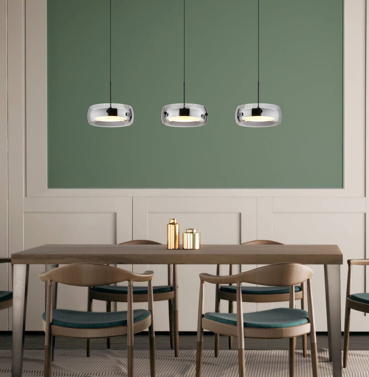 GLOBO LED-Hängeleuchte mattschwarz Rauch Opal Metall Glas Kunststoff B/H/L: ca. 20x120x85 cm 1.0 Brennstellen