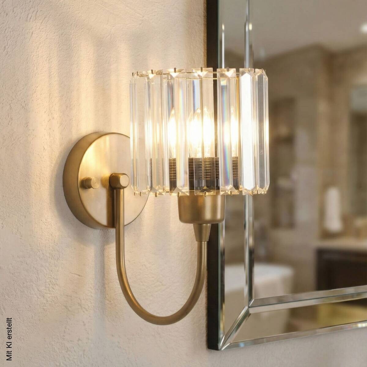 Wandleuchte gold Glas Metall B/H/T/L: ca. 23x23x23x13 cm E27 1 Brennstellen