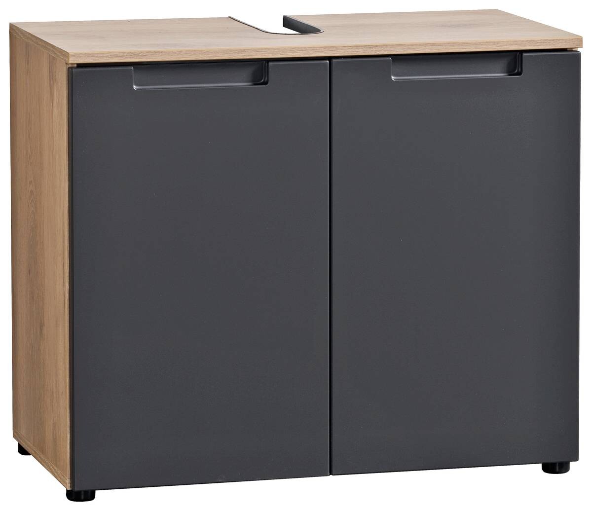 Waschbeckenunterschrank Mailand Eiche Viking Nachbildung anthrazit B/H/T: ca. 70x59x35 cm