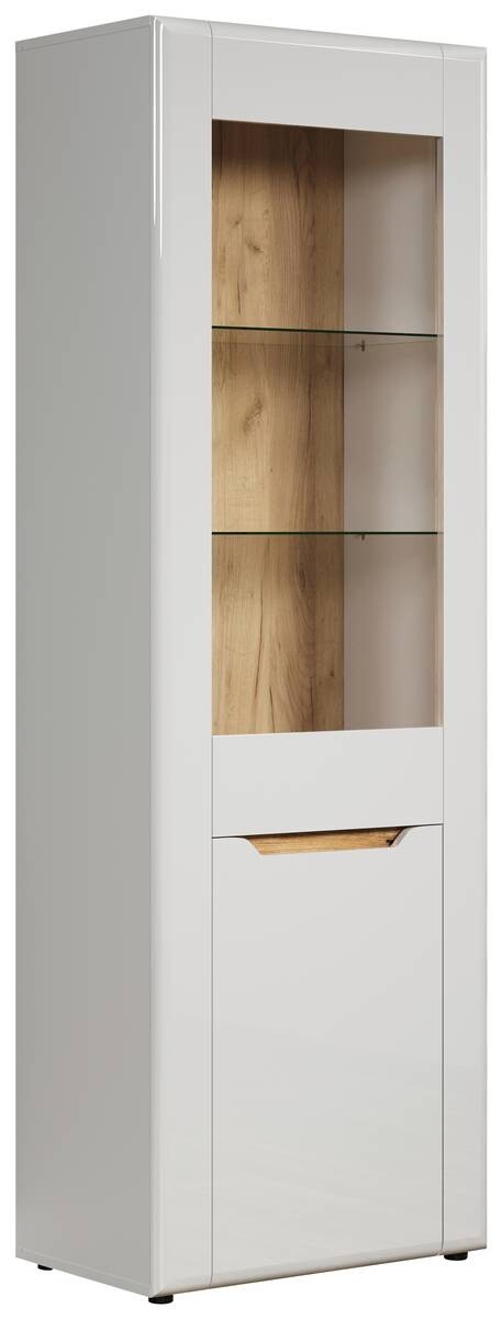 Vitrine Marlon Eiche Evoke Coast Nachbildung weiß Hochglanz B/H/T: ca. 65x192x40 cm