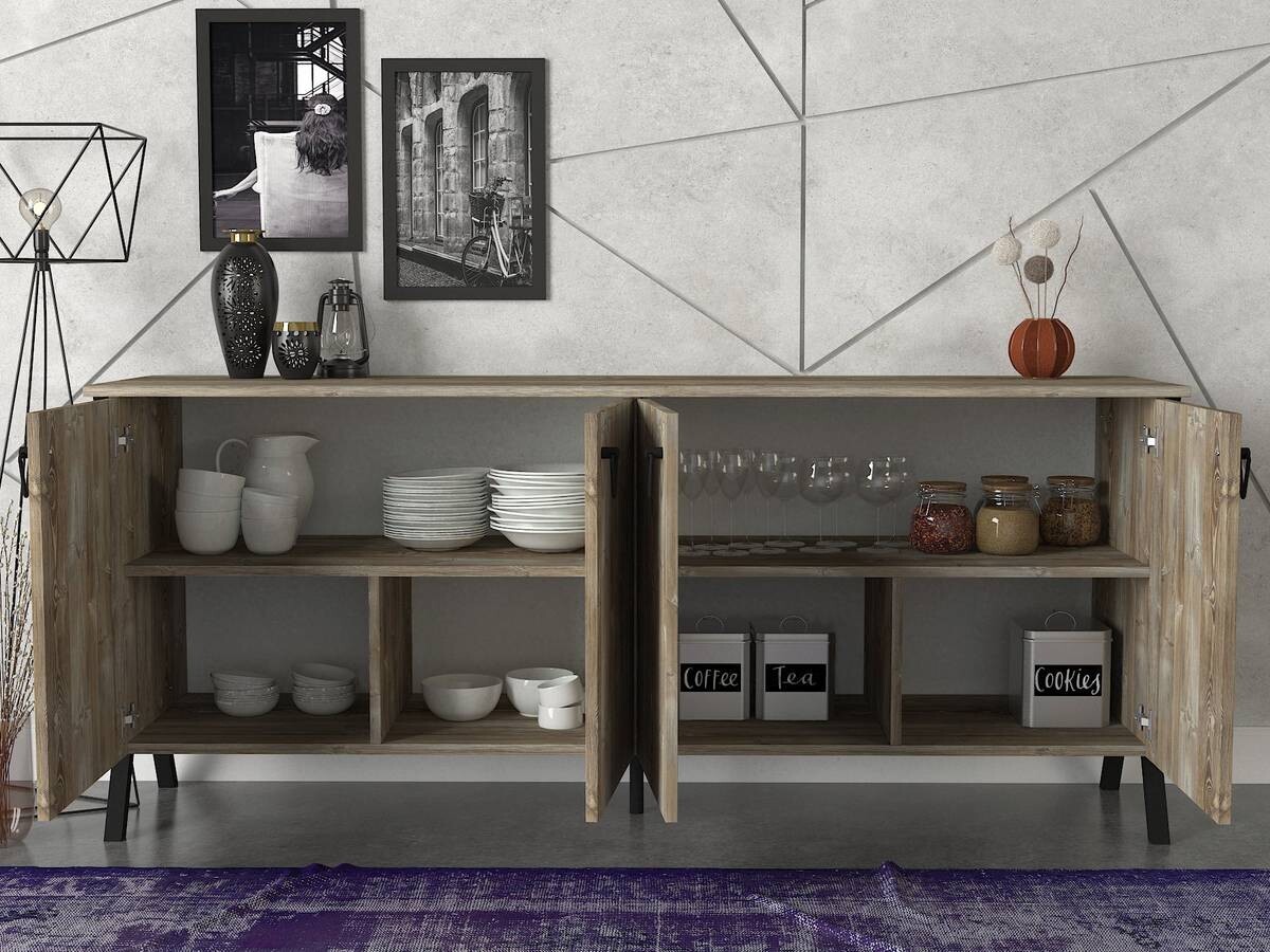 Sideboard Zeth Eiche Nachbildung B/H/T: ca. 180x76,8x44,8 cm