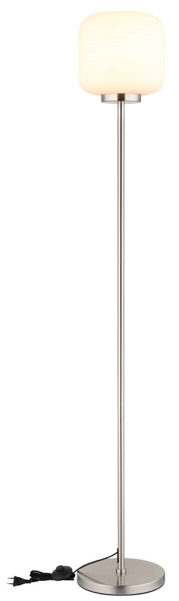 GLOBO Stehlampe nickel matt Opal schwarz Glas Metall H/T/D: ca. 157x36x24 cm 1 Brennstellen