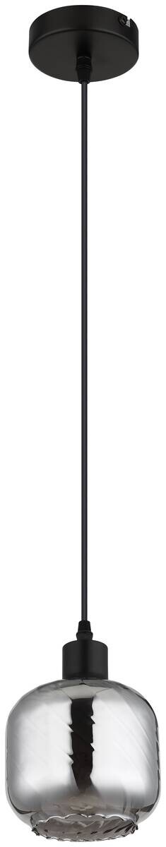 GLOBO Pendelleuchte Rauch mattschwarz Metall Glas H/D: ca. 120x14 cm E27 1 Brennstellen