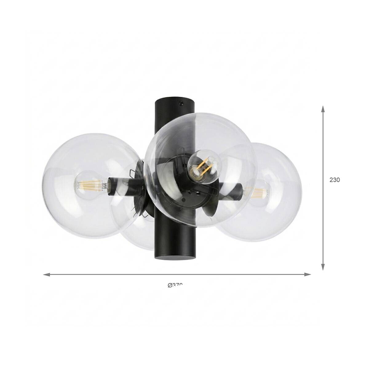 Lamkur Spots schwarz transparent Stahl Glas B/H/L: ca. 37x23x37 cm E14 4 Brennstellen