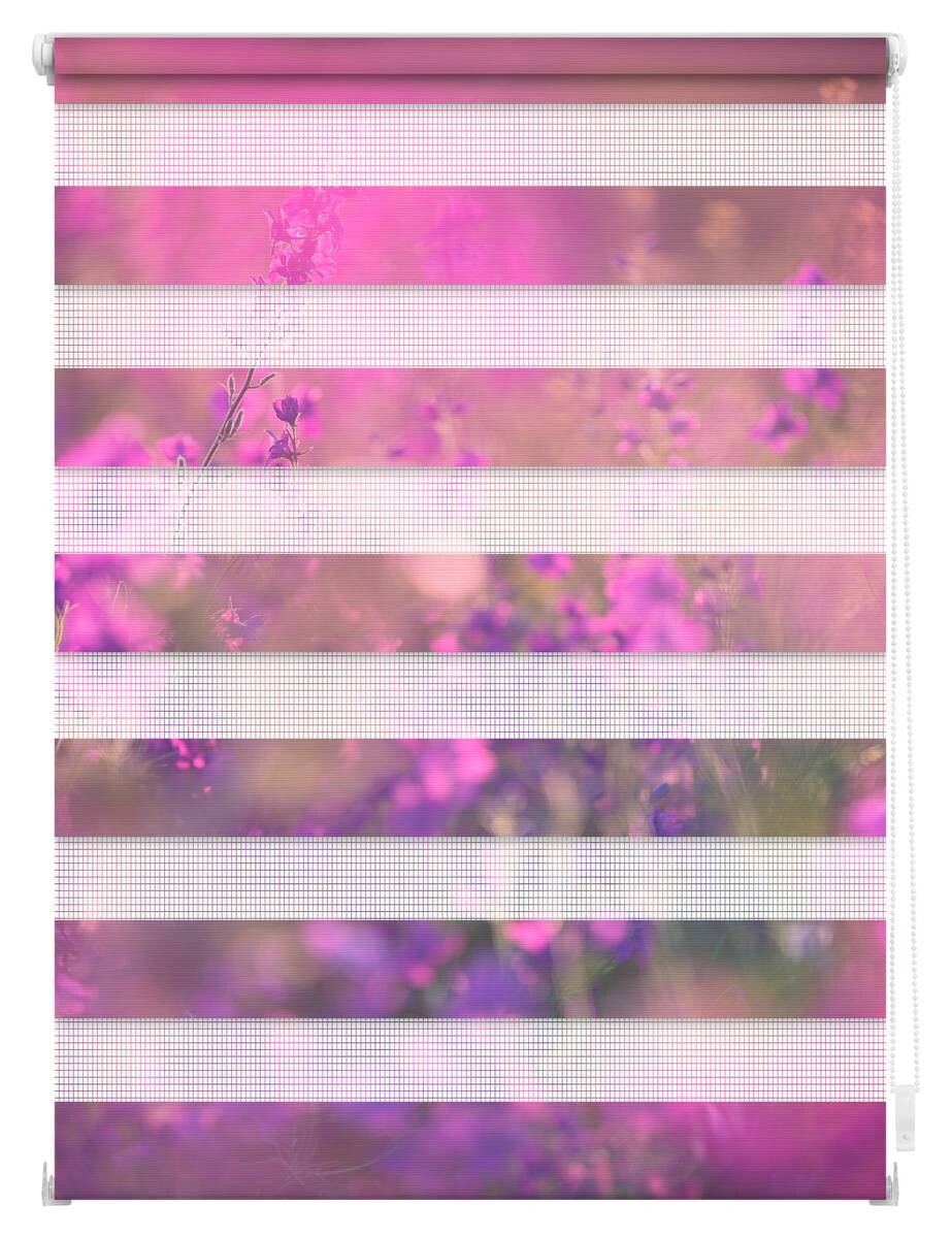 LICHTBLICK Doppelrollo Duo Blumenwiese violett B/L: ca. 60x150 cm