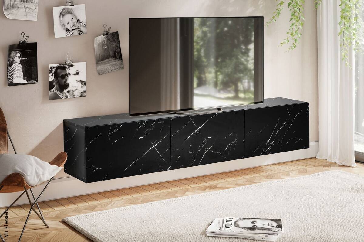 Lowboard schwarz Marmor Optik B/H/T: ca. 160x30x30 cm