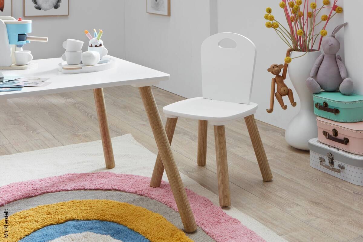 Kindermöbel-Set 3er Set Pinie Nachbildung weiß B/H/T: ca. 55x43x55 cm