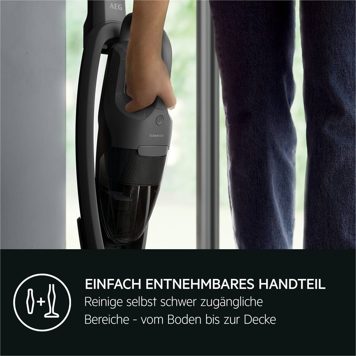 AEG Handstaubsauger AS52CB18DG schwarz Metall Kunststoff B/H/L: ca. 25,5x110,5x15 cm
