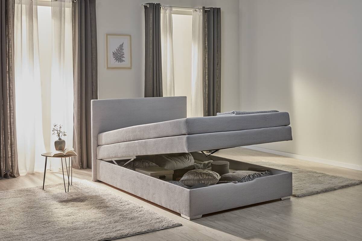 Boxspringbett Porto grau Liegefläche B/L: ca. 140x200 cm