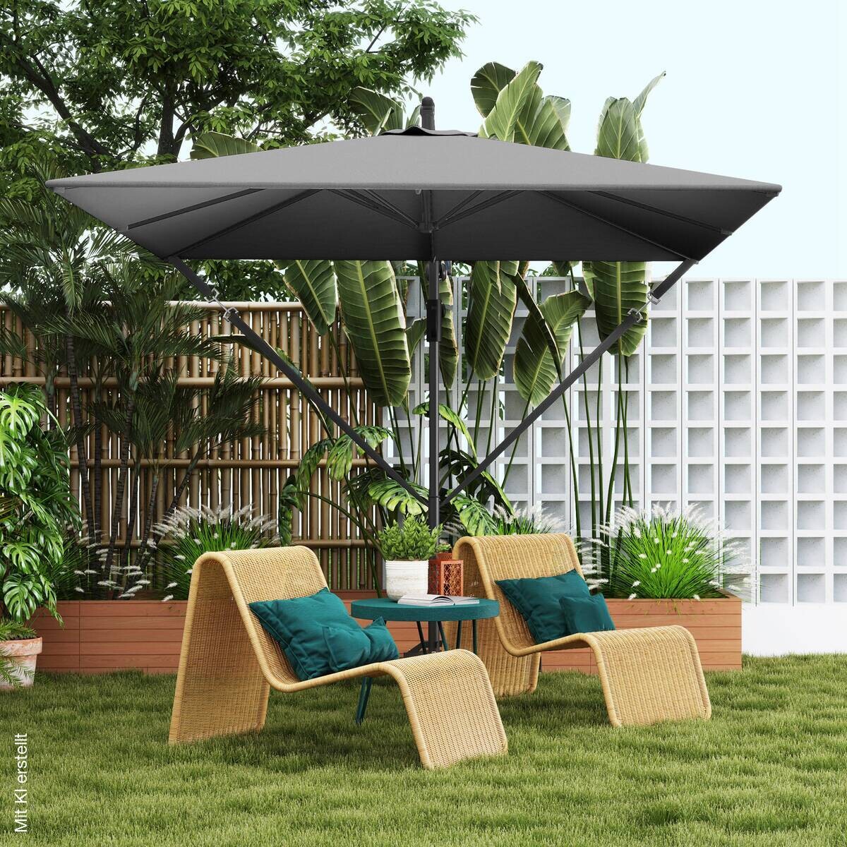 Outsunny Ampelschirm grau Polyester B/H/L: ca. 250x235x295 cm