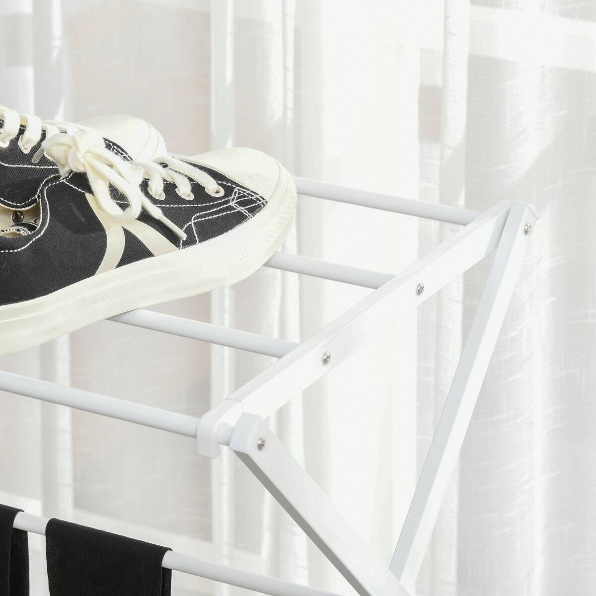 HOMCOM Wäscheständer weiß Kunststoff B/H/L: ca. 35x74x144 cm