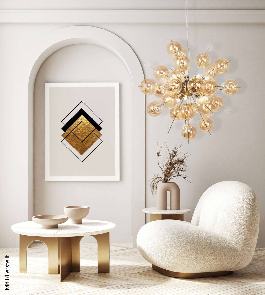 Näve Leuchten Pendelleuchte amber Glas Metall B/H/T/D: ca. 65x150x65x65 cm G9 10 Brennstellen