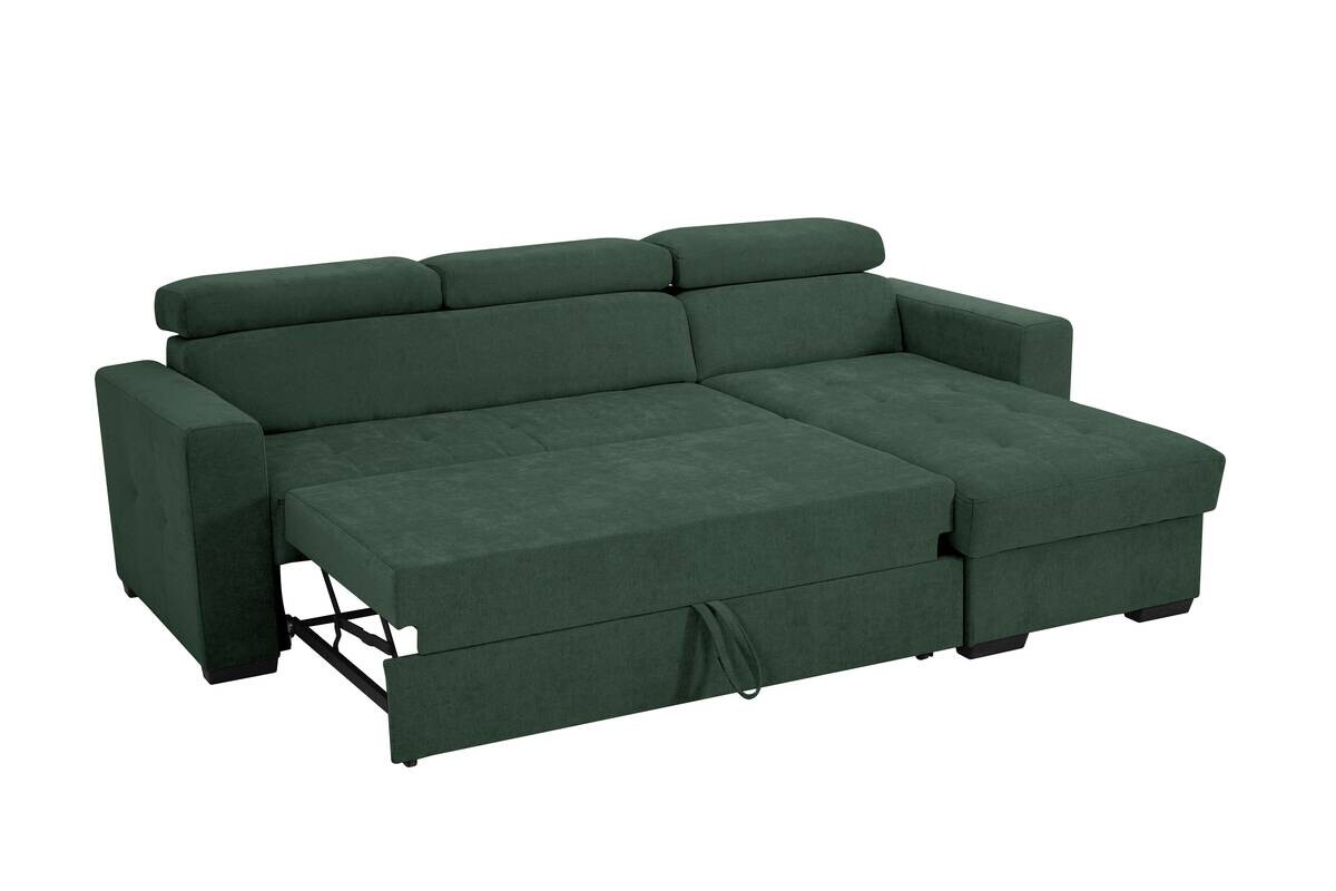 Ecksofa mit Bettfunktion und Bettkasten grün Microfaser B/T: ca. 238x170 cm