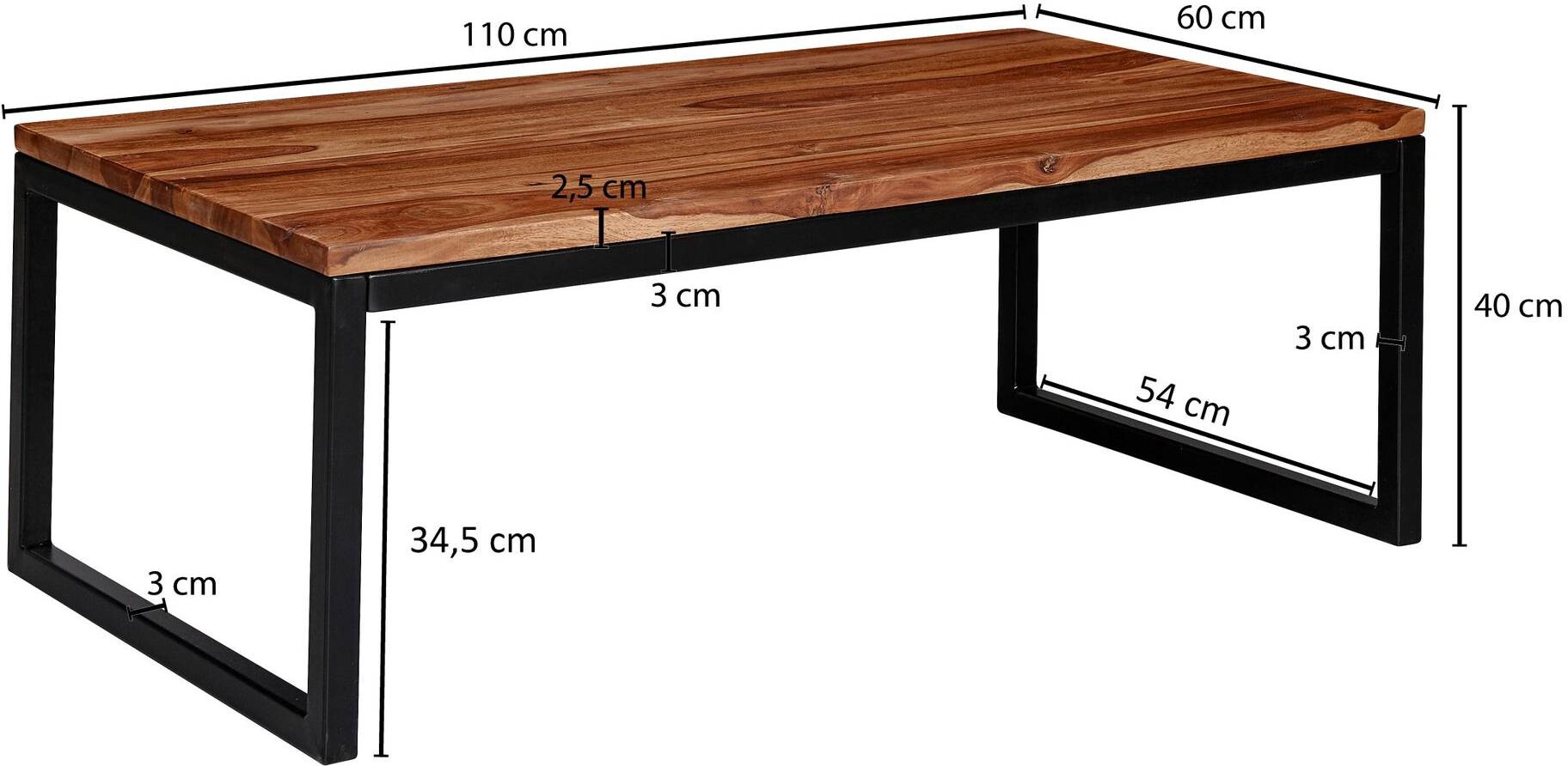 Couchtisch braun B/H/T: ca. 60x40x110 cm