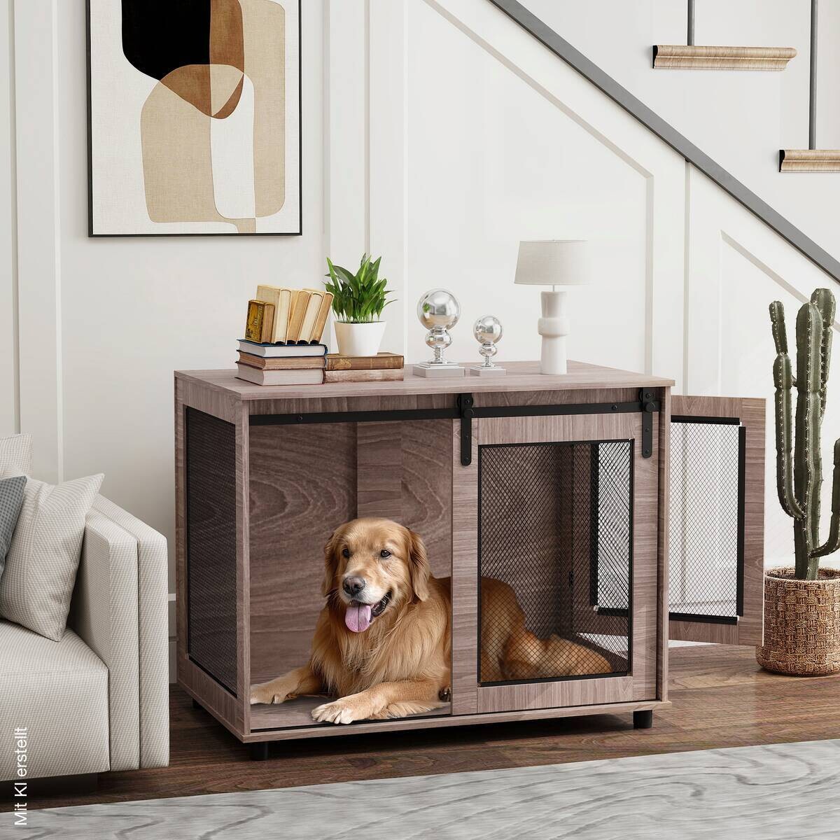 PawHut Hundekäfig nussbaum Stahl B/H/L: ca. 60x78x98 cm