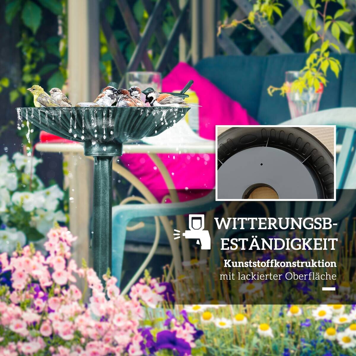 Outsunny Vogeltränke dunkelgrün Kunststoff B/H/L: ca. 38x81x49,5 cm