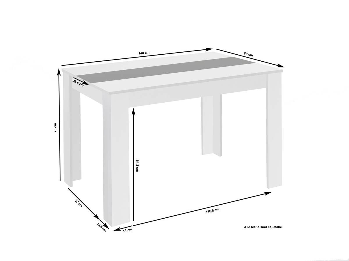 Tisch NORI Eiche Nachbildung B/H/T: ca. 140x75x80 cm