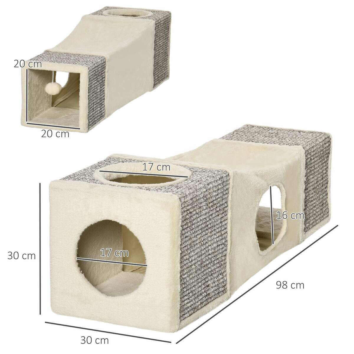 PawHut Katzen-Zubehör beige Spanplatte B/H/L: ca. 30x98x30 cm