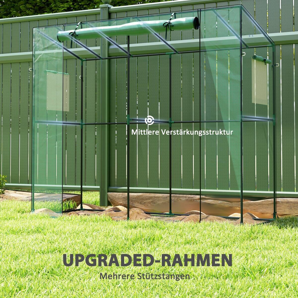 Outsunny Gewächshaus B/H/T/L: ca. 76x170x76x200 cm grün