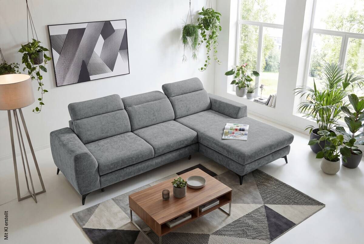 Ecksofa mit Bettfunktion und Bettkasten anthrazit Microfaser B/T: ca. 264x191 cm