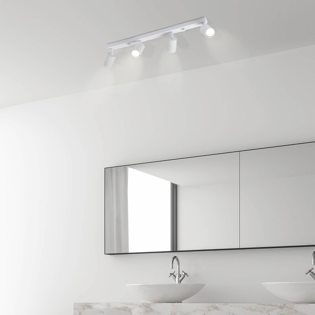 Lamkur Strahler Prisma weiß Stahl B/H/L: ca. 6,5x16,5x81 cm 4 Brennstellen