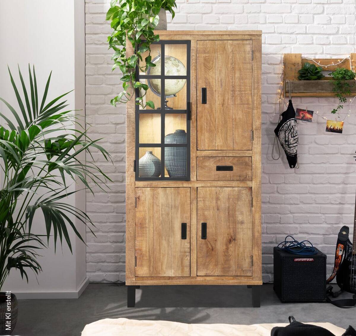 Vitrine Kali latte Mango B/H/T: ca. 88x180x40 cm