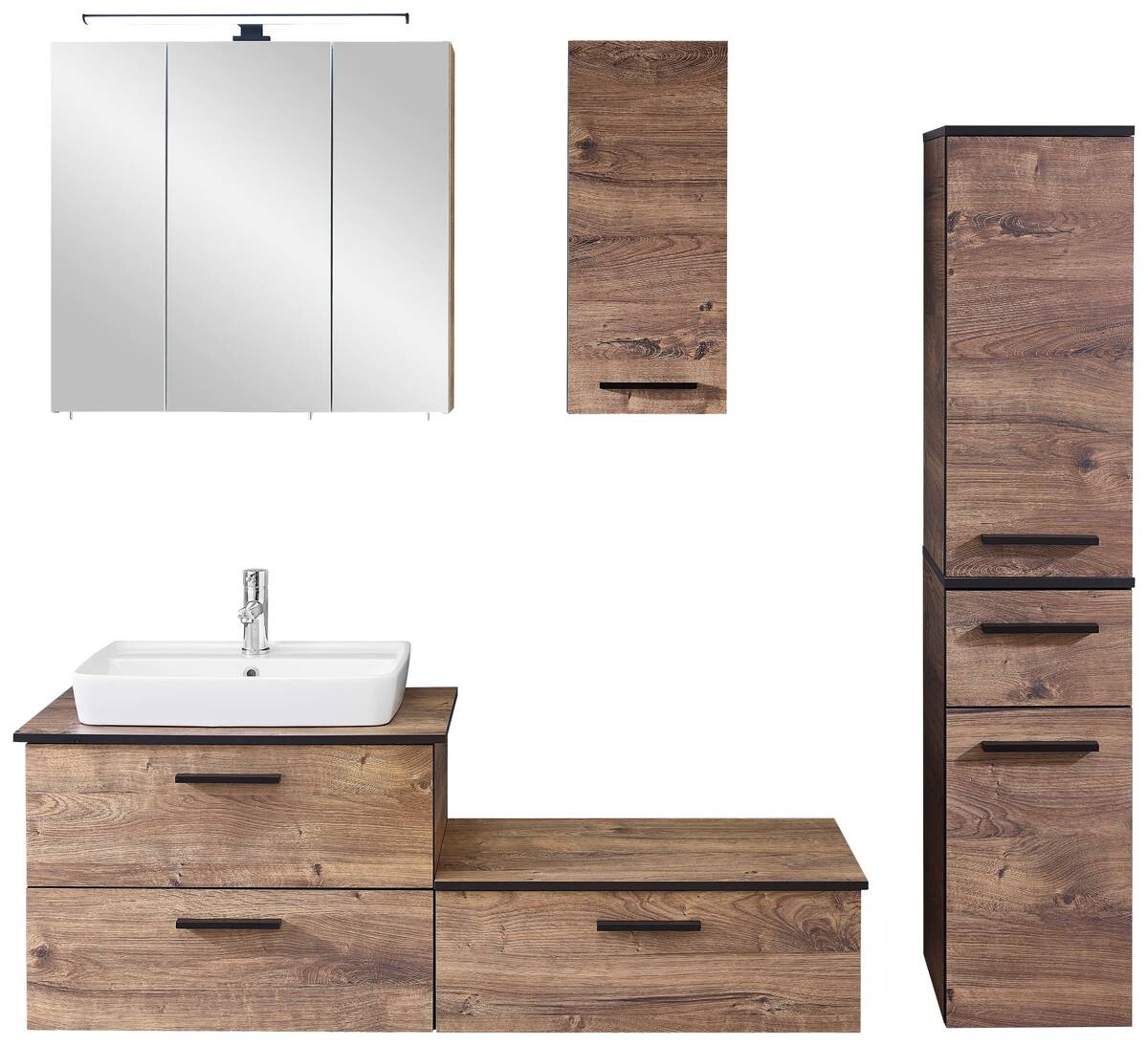 Badezimmer-Set Quickset 374 Eiche Ribeck Nachbildung B/H/T: ca. 142x200x44,5 cm