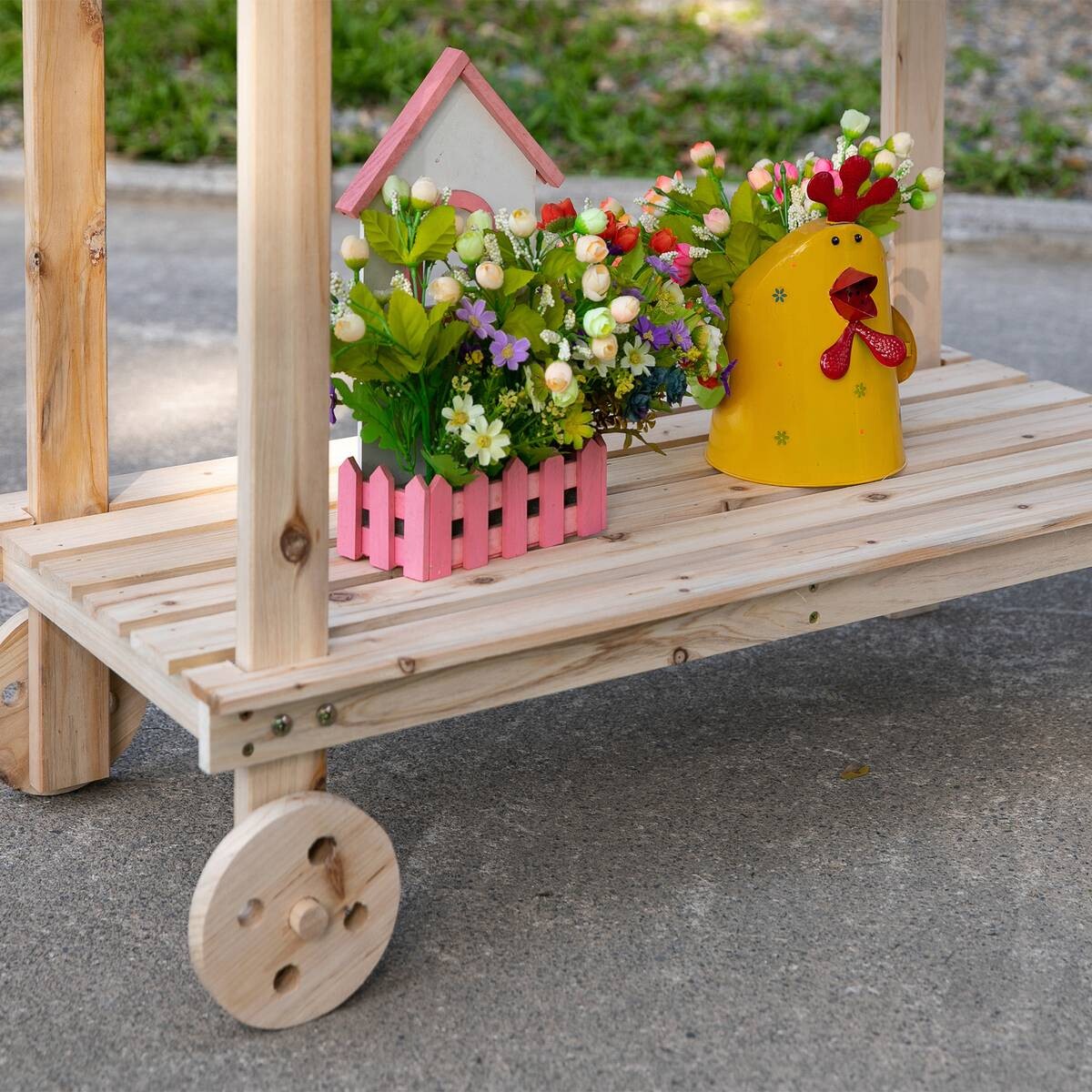 Outsunny Pflanztischmit Rollen natur B/H/L: ca. 45x119x92 cm