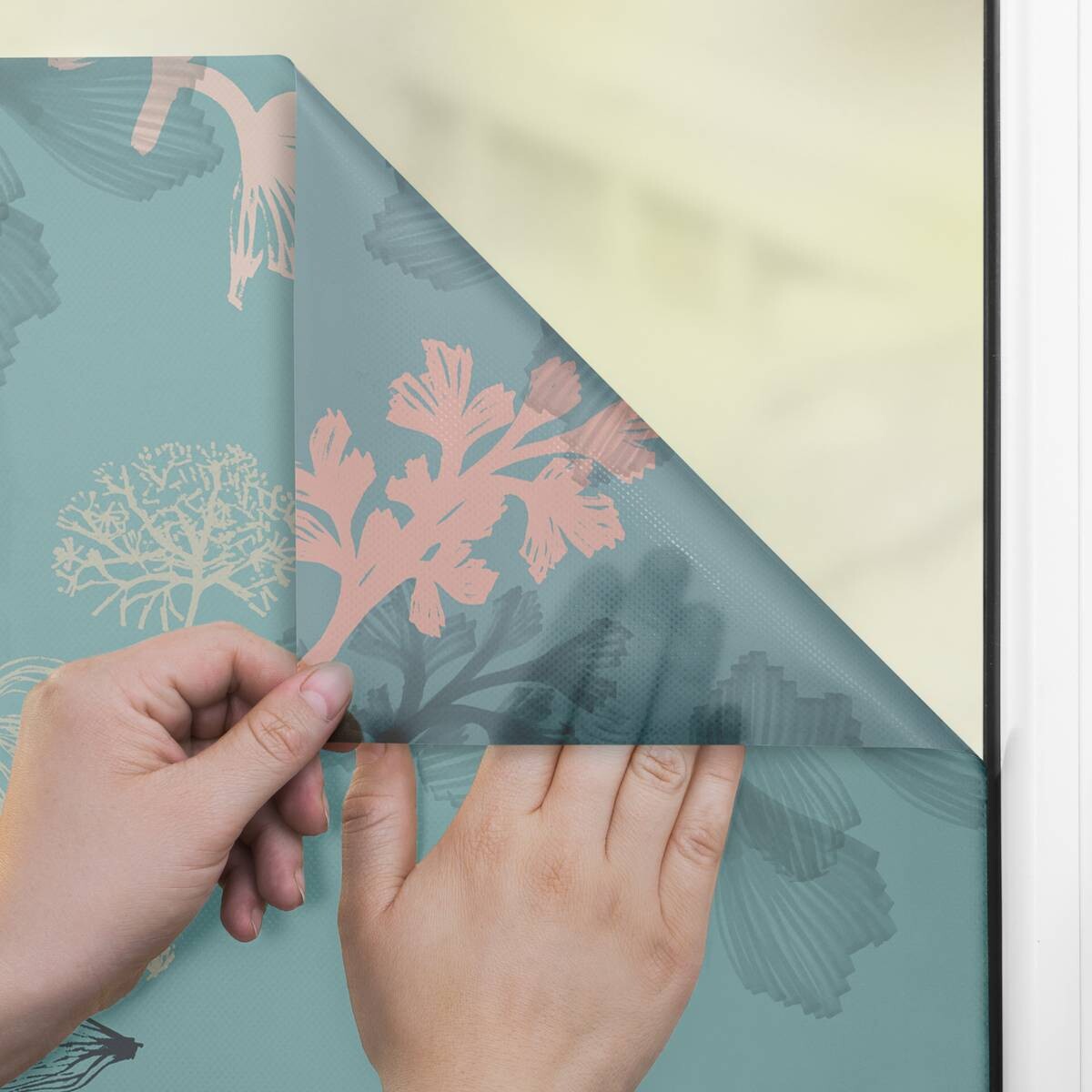 LICHTBLICK Fensterfolie Aqua Floral Floral Aqua Floral blau B/L: ca. 100x180 cm