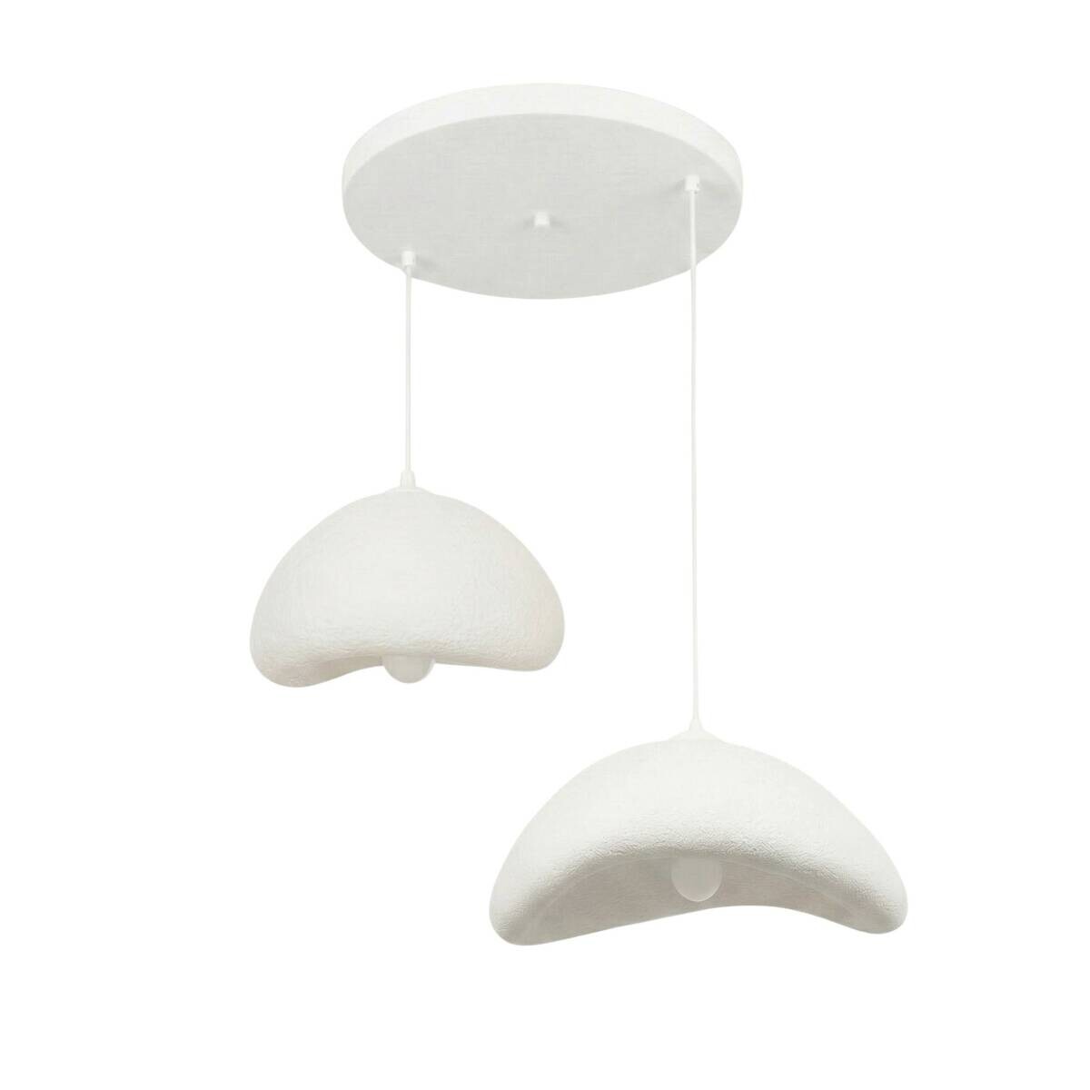 Pendelleuchte weiß Fiberglas Metall B/H/T/L: ca. 37x115x37x42 cm E27 2 Brennstellen