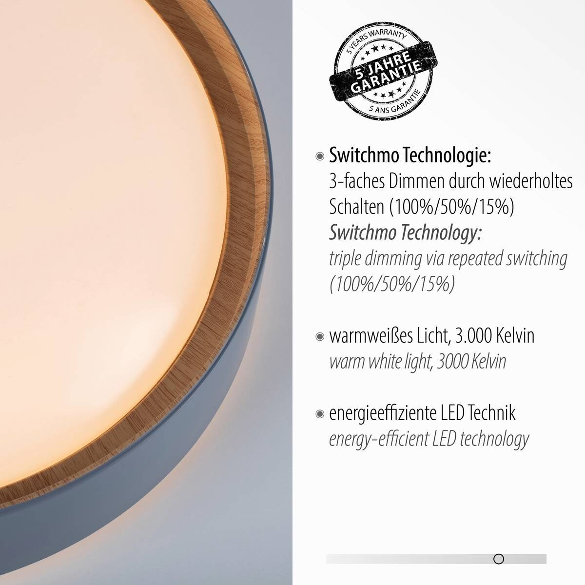Just Light LED-Deckenleuchte EMILIA 14347-15 grau Kunststoff Metall B/H/D: ca. 40x10x40 cm 1 Brennstellen
