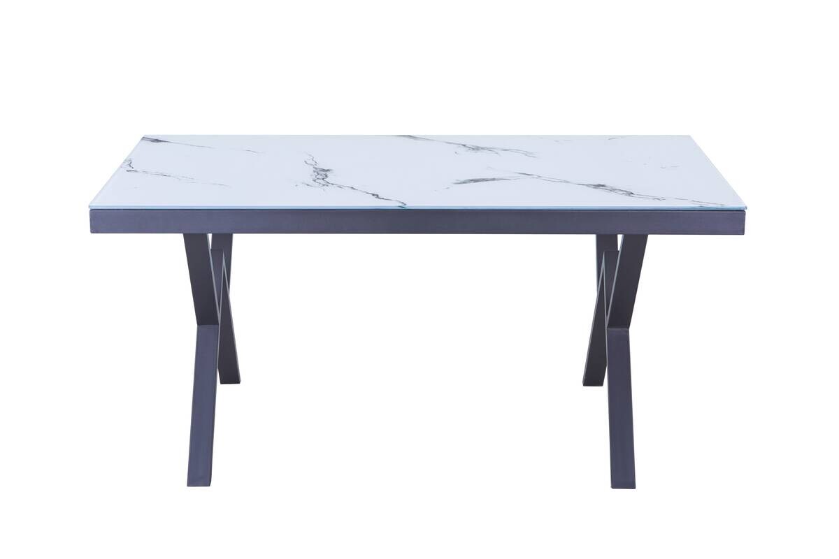 Esstisch CT056W weiß Marmor Optik schwarz B/H/T: ca. 160x76x90 cm