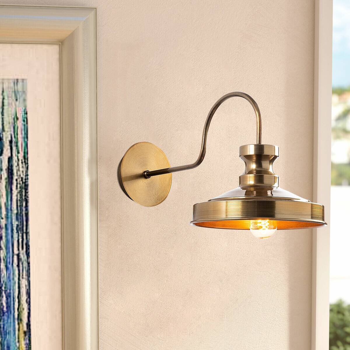 Opviq Wandleuchte Berceste gold Metall B/H/T/L: ca. 42x23x42x22 cm E27 1 Brennstellen