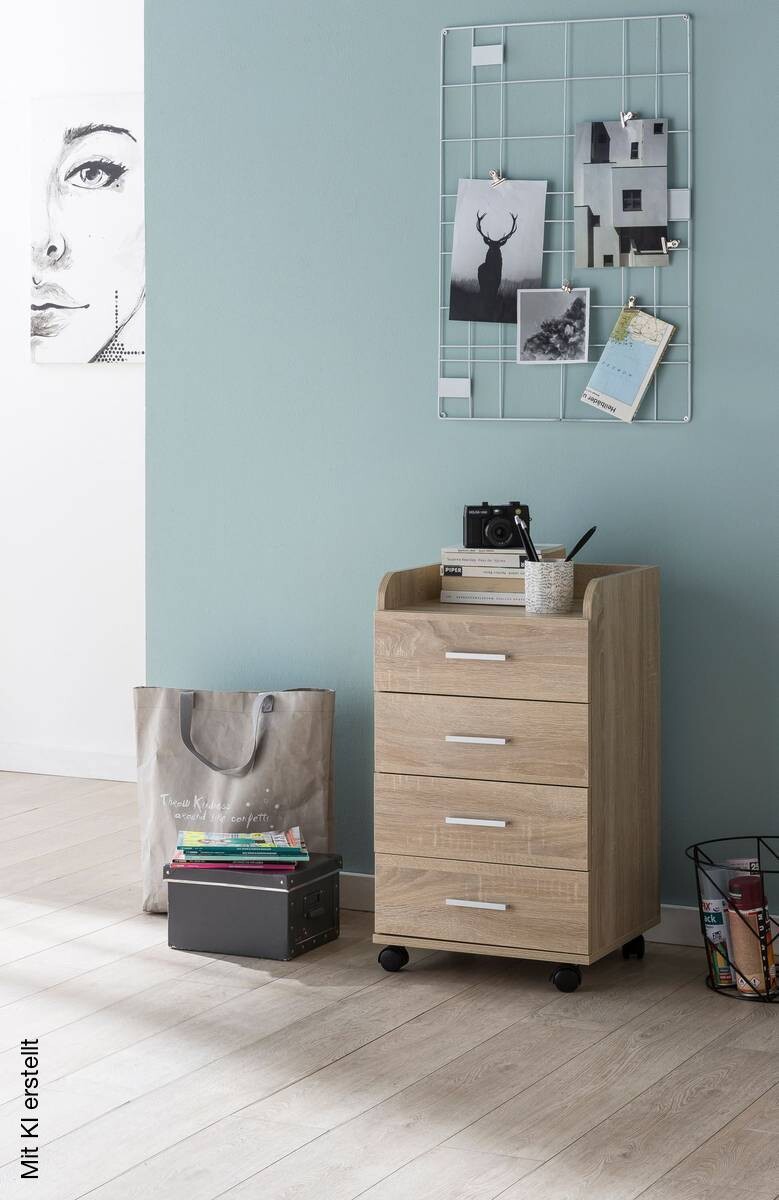 Rollcontainer braun Spanplatte B/H/T: ca. 40x70,5x33 cm