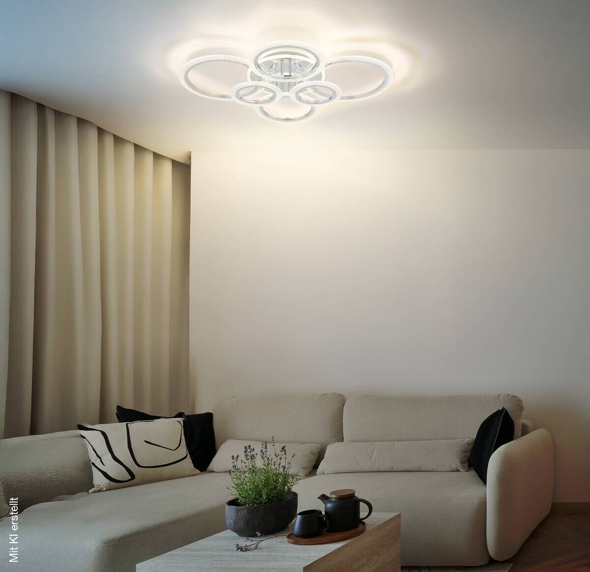 GLOBO LED-Deckenleuchte Chrom klar Kunststoff Metall B/H/L: ca. 60,5x11,5x78 cm 1 Brennstellen
