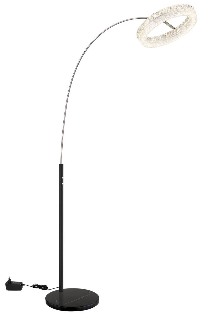 GLOBO Stehlampe klar schwarz Glas Metall Acryl B/H/L: ca. 40x190x92,5 cm 1 Brennstellen