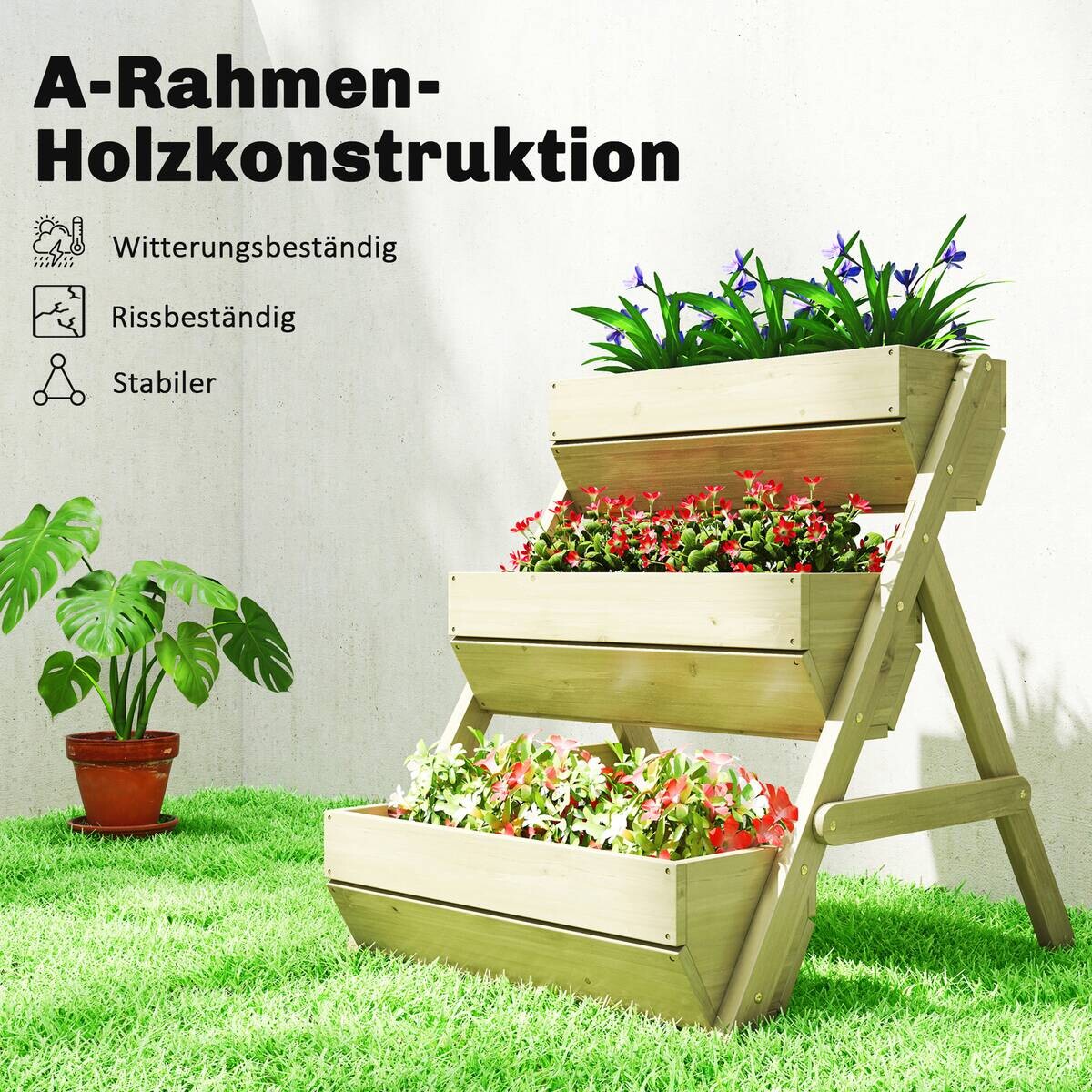 Outsunny Hochbeet grün B/H/T/L: ca. 65x76x65x75 cm